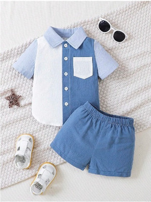 Nelkar Baby Boys Casual Shirt Shorts(THREE_TONE)