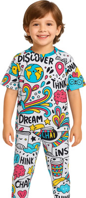 TINIMINI Boys & Girls Casual T-shirt Pant(White)