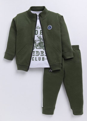 carrydreams Boys Casual Jacket T-shirt, Trouser(OLIVE)