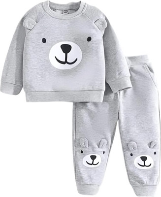 Aastha Trendy Baby Boys & Baby Girls Casual Sweatshirt Sweatpant(Gray)