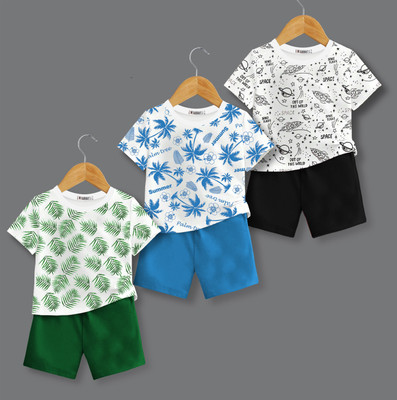 tarsier Baby Boys & Baby Girls Casual T-shirt Shorts(GREEN_WHITE_COCO BLUE)