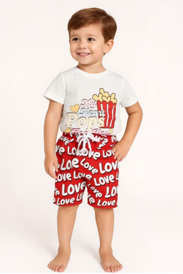 Highlightshop Boys & Girls Casual T-shirt Shorts(White)