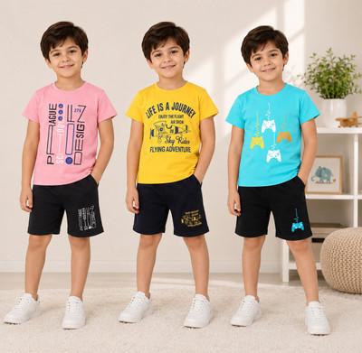 STYKS Boys & Girls Casual T-shirt Shorts(Multicolor)