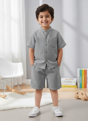pehraava Baby Boys Casual Shirt Shorts(BLACK)