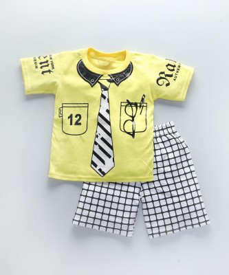 Ajmer Dresses Boys & Girls Casual T-shirt Shorts(Yellow)