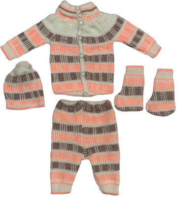 ShopMore Baby Boys & Baby Girls Casual Sweater Pyjama(White)