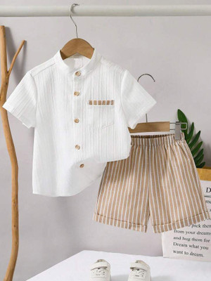 Valam Boys Casual Shirt Shorts(Brown)
