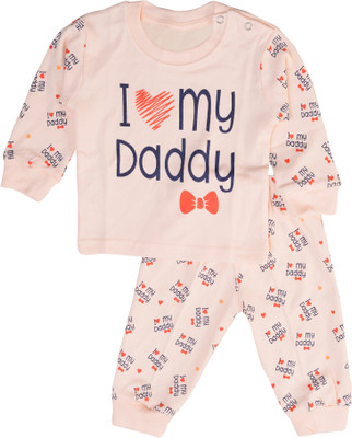 THE LITTLE BOY Kids Nightwear Baby Boys & Baby Girls Printed Cotton Blend(Beige Pack of 1)