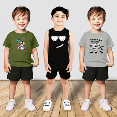 MGRS Baby Boys & Baby Girls Casual T-shirt Shorts(Multicolor)