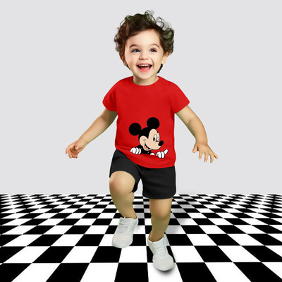MGRS Baby Boys & Baby Girls Casual T-shirt Shorts(Red)