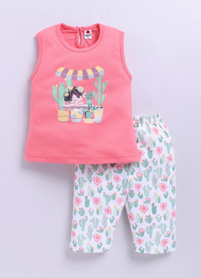 Mars Infiniti Baby Girls Casual Top Capri(Deep Pink, white)