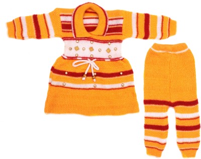 NAVMAV Baby Girls Party(Festive) Dress Pullover, Sweatshirt, Sweatpant, Sweater, Skirt, Pant, Pyjama(Yellow)