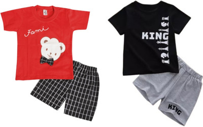 CuteHug Baby Boys Casual Dress T-shirt(Red-Black)