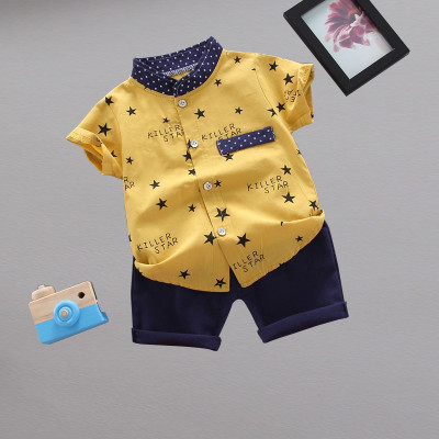 LITTLE MUNDA Baby Boys Casual Shirt Shorts(KILLER_YELLOW_Yellow)