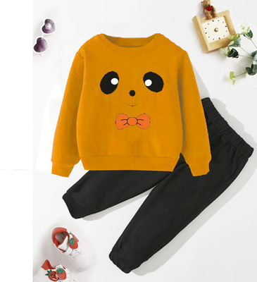 Afalusz Baby Boys & Baby Girls Casual T-shirt Pant(Mustard)