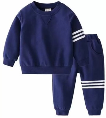 Cuddle N Chuckles Boys & Girls Casual Sweatshirt Sweatpant(Navy Blue)