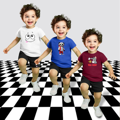 MGRS Baby Boys Casual T-shirt Shorts(Multicolor-4)