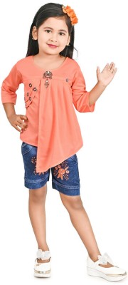 FMSE Baby Girls Casual Top Shorts(ORANGE)