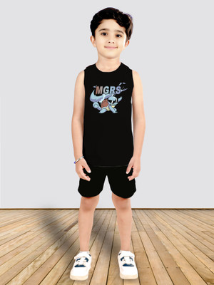 MGRS Baby Boys Casual T-shirt Shorts(Black-01)