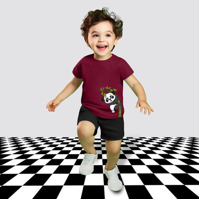 MGRS Baby Boys & Baby Girls Casual T-shirt Shorts(Maroon)