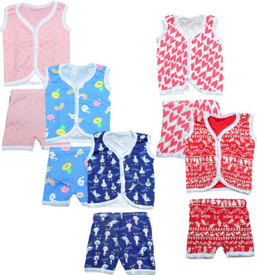 FRANSCART Baby Boys & Baby Girls Casual T-shirt Pant(Multicolor)