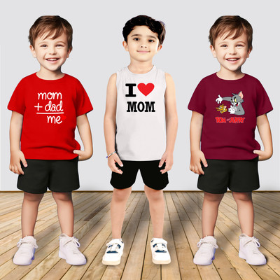 MGRS Baby Boys & Baby Girls Casual T-shirt Shorts(Multicolor)