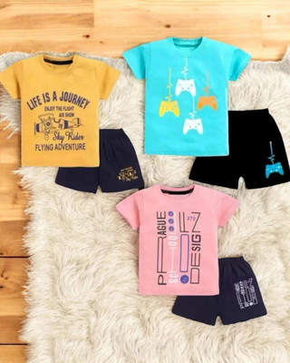 styks Baby Boys & Baby Girls Casual T-shirt Shorts(Multicolor)