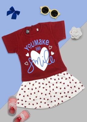 LEANDRO & REUBEN Baby Girls Casual Top Skirt(SMILE_MAROON)