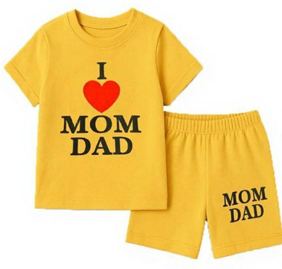 STYLESHIVAM Baby Boys & Baby Girls Casual T-shirt Pant(Yellow)