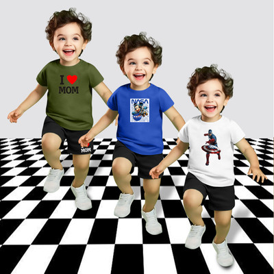 MGRS Baby Boys Casual T-shirt Shorts(Multicolor-2)