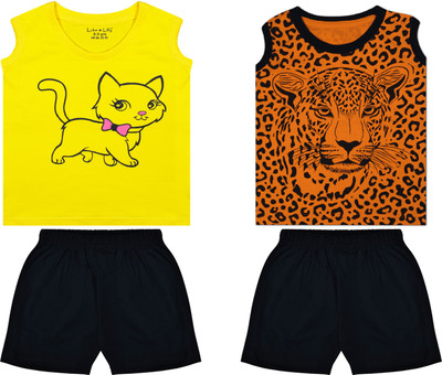 Biffy and Luffy Boys Casual T-shirt Shorts(Yellow Orange)