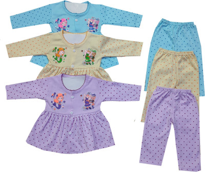 Shreesai Baby Girls Casual Dress Pyjama(BLUE)