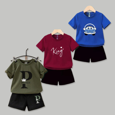 Mitansh Baby Boys & Baby Girls Casual T-shirt Shorts(Multicolor)