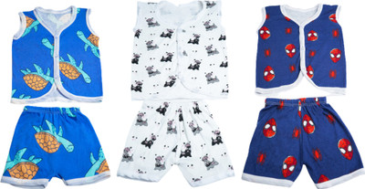 FRANSCART Baby Boys & Baby Girls Casual T-shirt Pant(Multicolor)