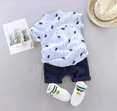 StyleDust Baby Boys & Baby Girls Casual Shirt Shorts(ROYALTAJ_SKY-BLUE)