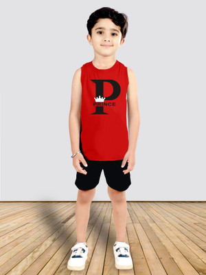 MGRS Baby Boys Casual T-shirt Shorts(Red-1)