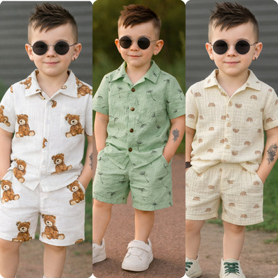 Wemation Boys Casual Shirt Shorts(Multicolor)