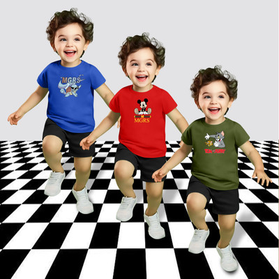 MGRS Baby Boys Casual T-shirt Shorts(Multicolor-6)