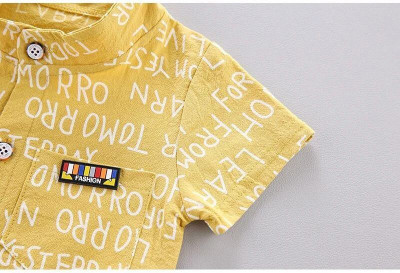 StyleDust Baby Boys & Baby Girls Casual Shirt Shorts(ALPHA_YELLOW-BLUE)