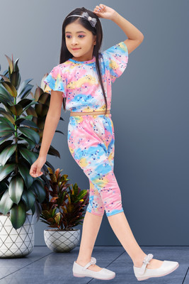 Samshil Fashion Girls Party(Festive) Top Capri(AQUABLUE)