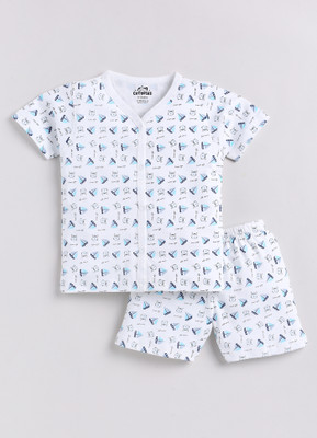 CUTOPIES Baby Boys & Baby Girls Casual T-shirt Shorts(WHITE)