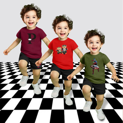 MGRS Baby Boys Casual T-shirt Shorts(Multicolor-9)