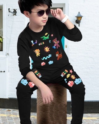 Bike Boys & Girls Casual T-shirt Track Pants(80013-BLACK)