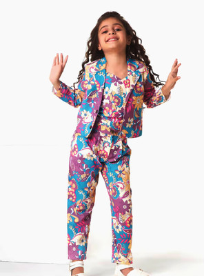 HouseOfCommon Girls Party(Festive) Jacket Top, Trouser(Purple)