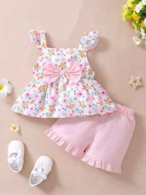 FOSEN Baby Girls Casual Top Shorts(Pink)