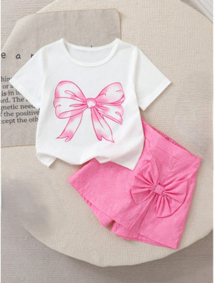 SHINYTHREADS Girls Casual T-shirt Shorts(PINK)