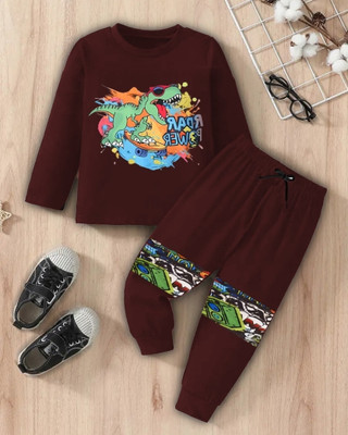 Afams Boys & Girls Casual T-shirt Track Pants(80005-MAROON)