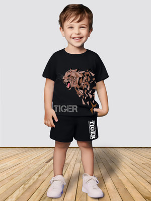 MGRS Baby Boys & Baby Girls Casual T-shirt Shorts(Black)
