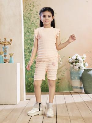 Yk Girls Party(Festive) Top Shorts(Peach)