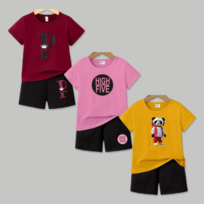 MGRS Baby Boys & Baby Girls Casual T-shirt Pant(Multicolor)